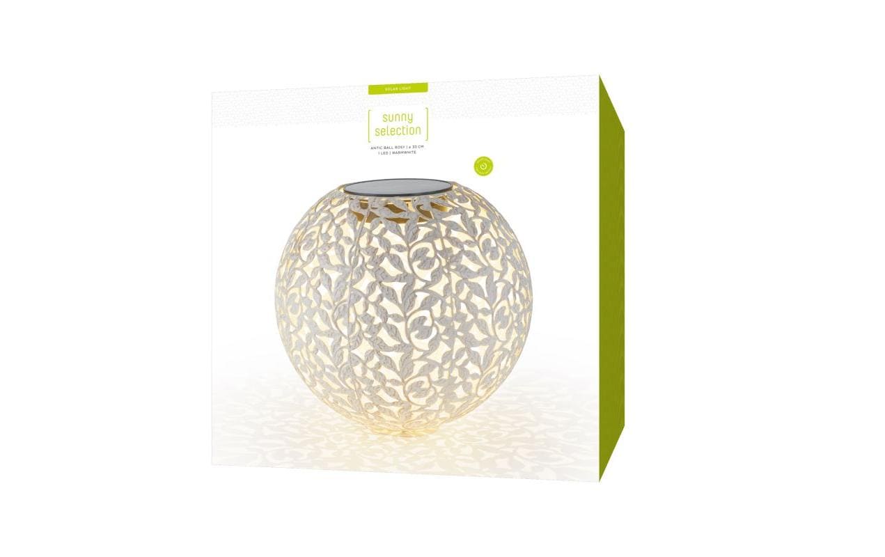 Laterne Solar Antic Ball Rosy, Ø 30 cm, Weiss matt/WhiteLichtkugel, Solarbetrieben zum Aufstellen