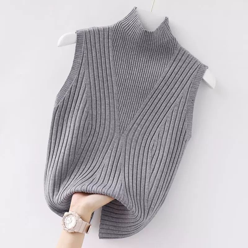 Adoree - Mouwloze top met geribbelde hals en effen kleur