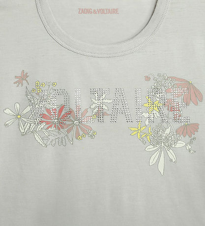 Zadig & Voltaire T-Shirt - Alister - Hellgrau m. Blumen/Similis