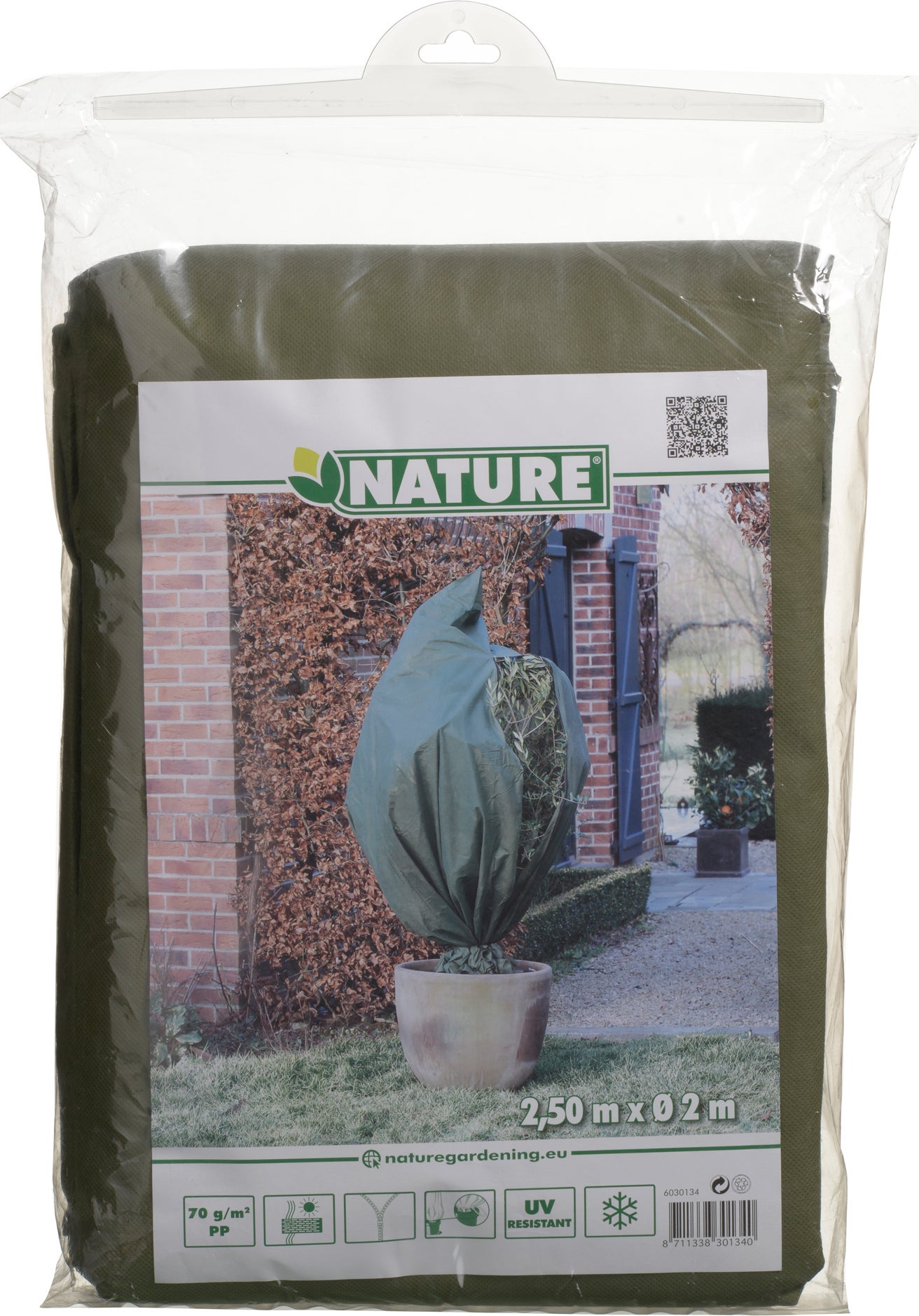 Nature winterhoes met rits D250cm x H3m groen