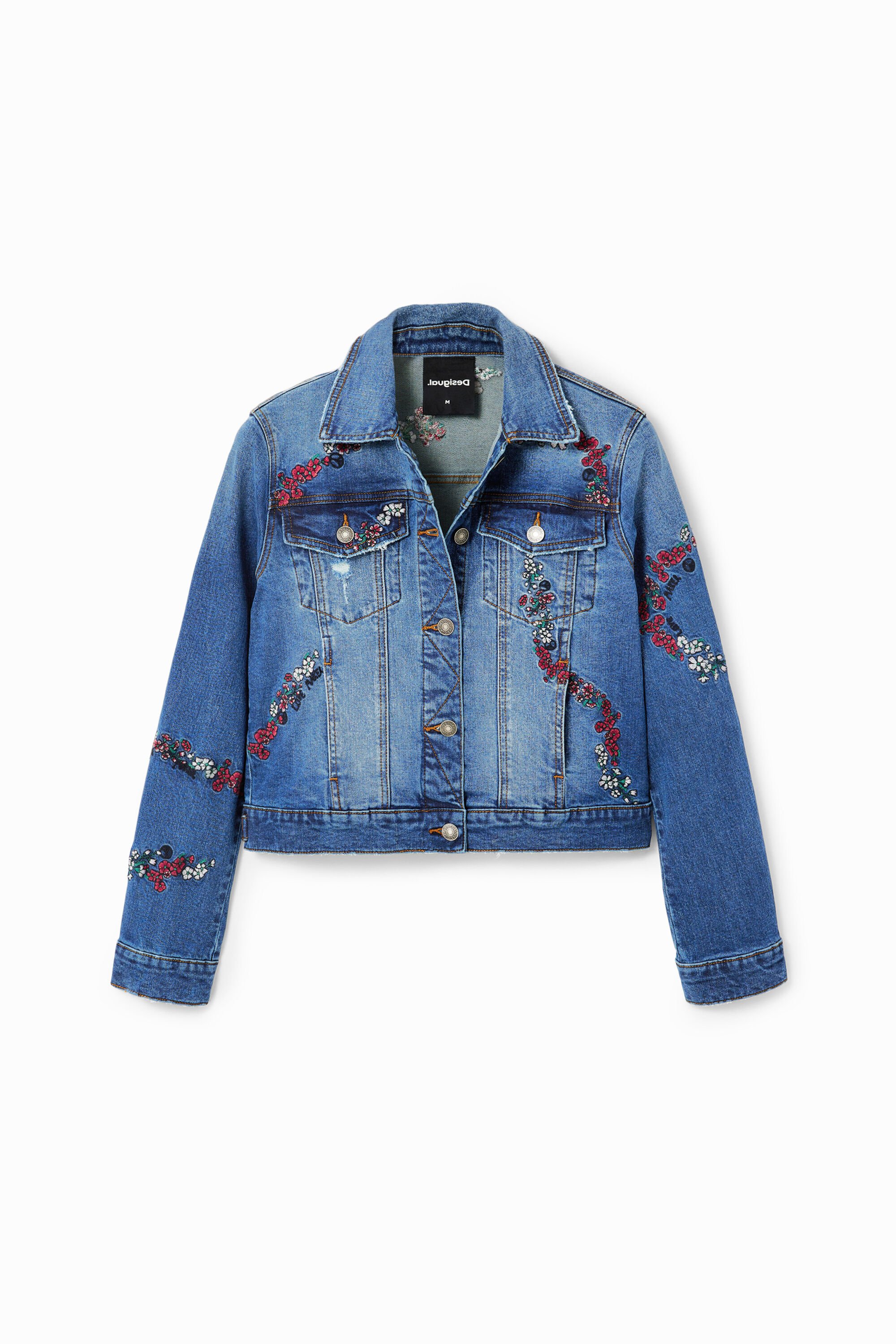 Veste trucker jean broderies