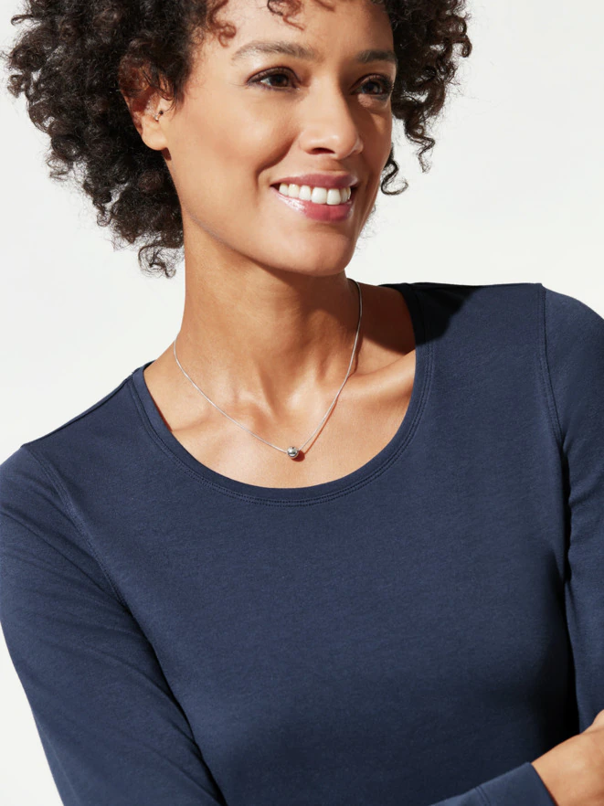 Baumwoll-Basic-Shirt Langarm