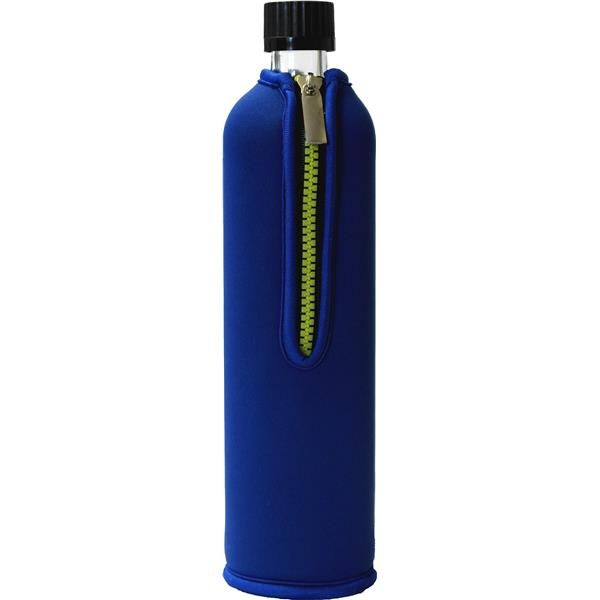 Garrafa De Vidro Capa Neoprene Azul