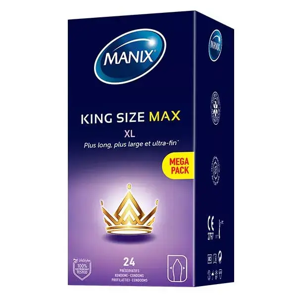 Manix King Size Max 24 Preservativos de Látex Extra Grandes - Pacote Maxi