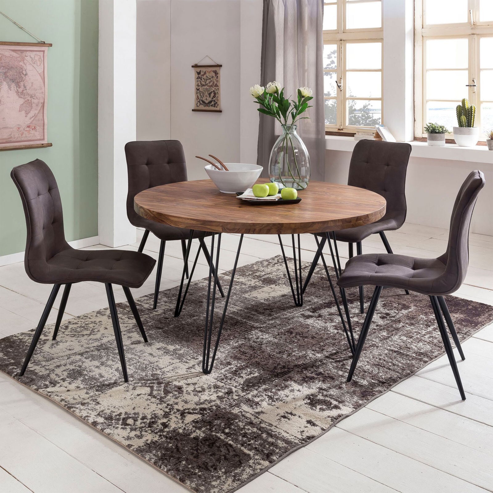 Esstisch 120 cm braun/ schwarz