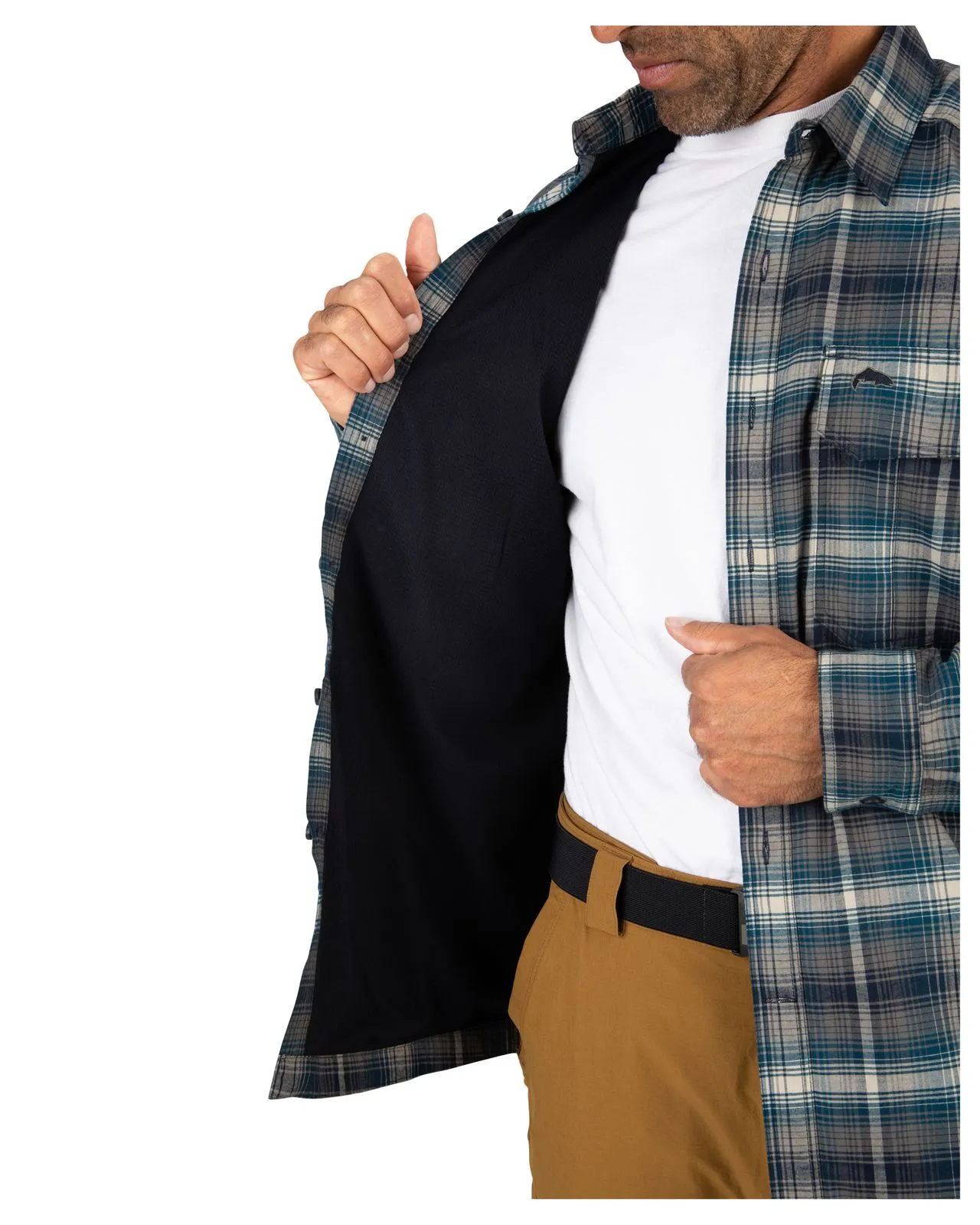 Simms Simms Coldweather Shirt Dark Bronze Black Plaid