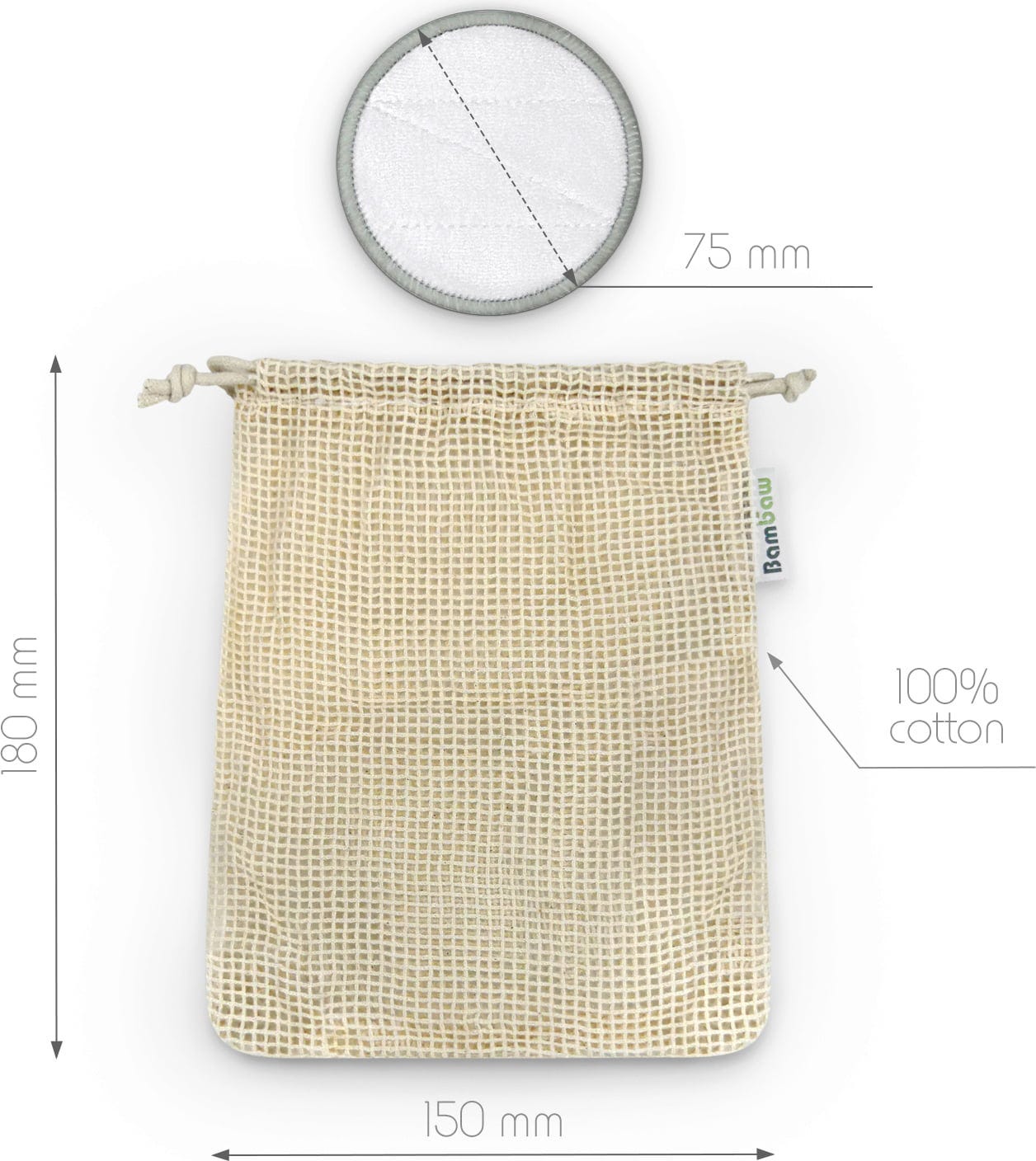 Bambaw  Wiederverwendbare Make-up Entfernerpads, 10 Stk