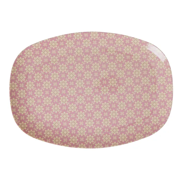 Rice Assiette rectangulaire Graphic flower en melanine