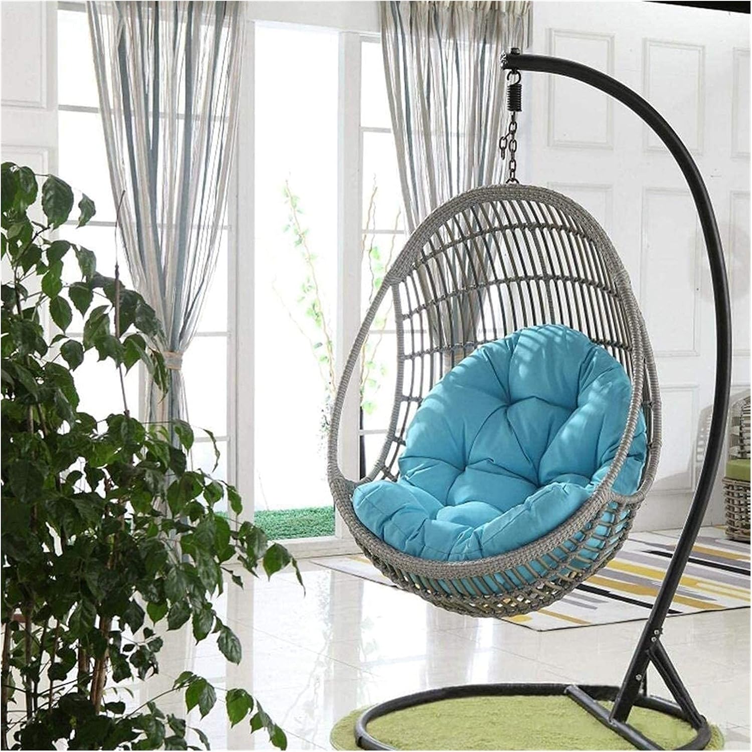 Gartenmöbel Schaukelstuhl Kissen Hängeei Sitzkissen Wasserdicht Verdicken Nest Hängesessel für Terrasse Garten (Color : A)