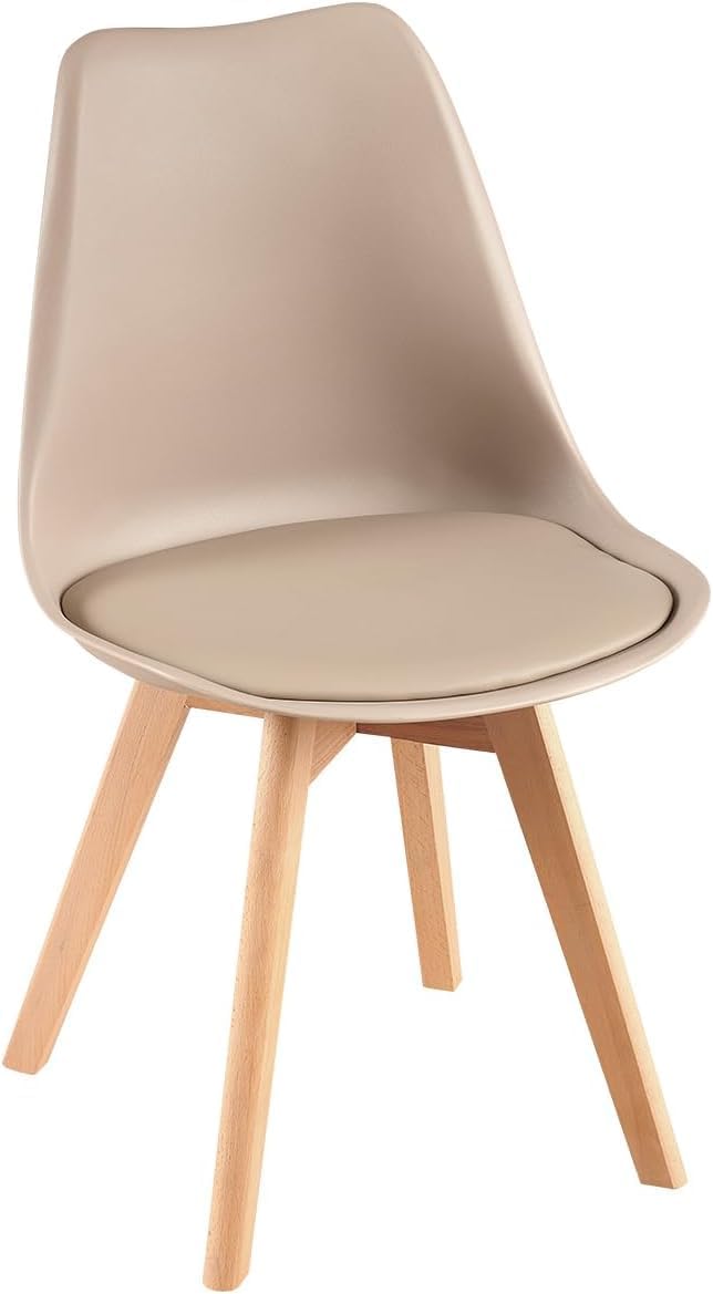 EGGREE 8er Set Esszimmerstühle im Skandinavischen Stil,8 Küchenstühle in Modernen Hellen Farben,Gepolstert in PU mit Buchenholz Beine, Morandi Lichtblau+ Türkis+Helles Khaki+Schokoladenbraun