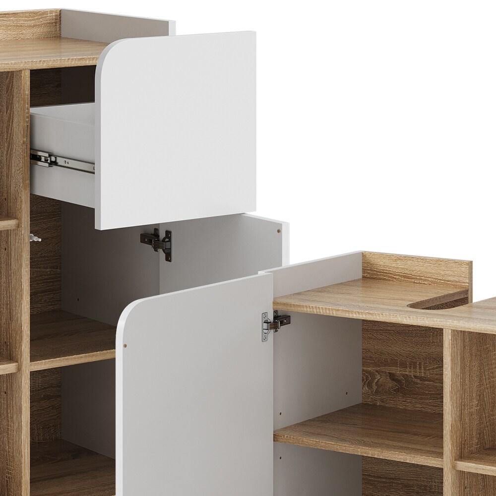 Vicco Badmöbel-Set Karen, Sonoma Weiß, moderne Badezimmerserie, 2 Farben, Waschtischunterschrank, Badspiegel, Unterschrank