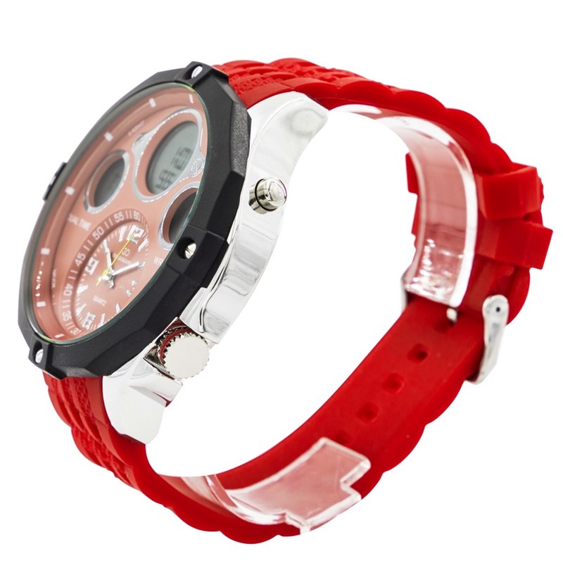 Coffret montre Homme GIORGIO bracelet Silicone Rouge