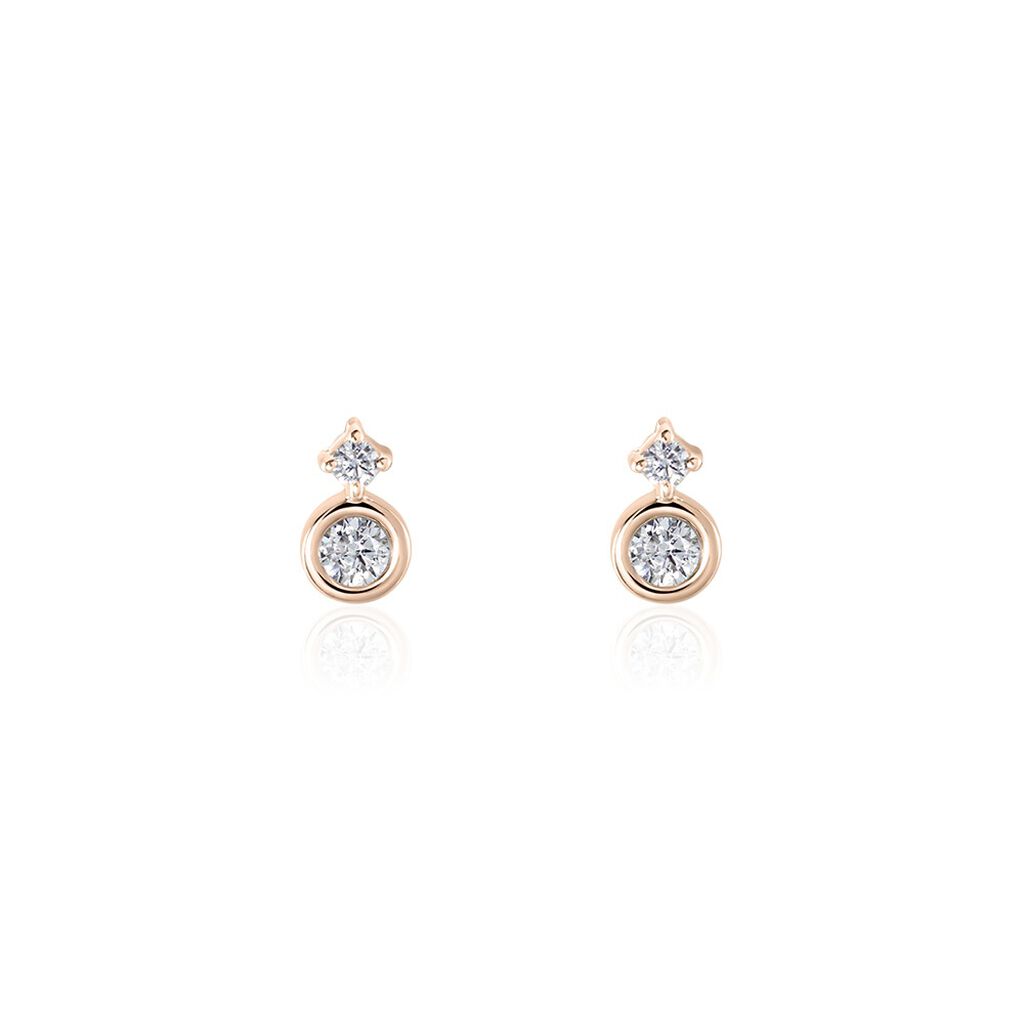 Boucles D'oreilles Puces Argent Rose Dorete Oxydes De Zirconium
