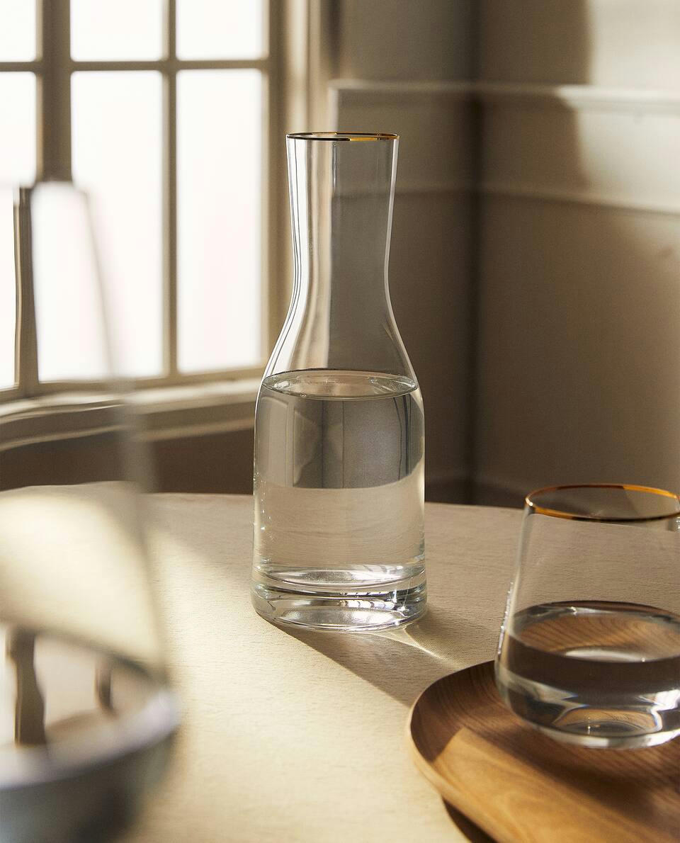 GARRAFA DE CRISTAL DA BÔNIA COM BORDA DOURADA