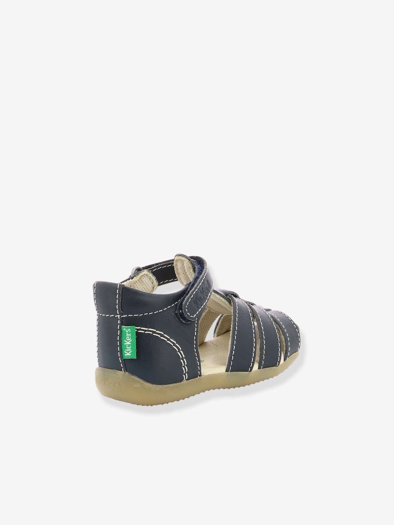Sandálias de couro infantil KICKERS® Bigflo-2 Iconique Biboo, brancas