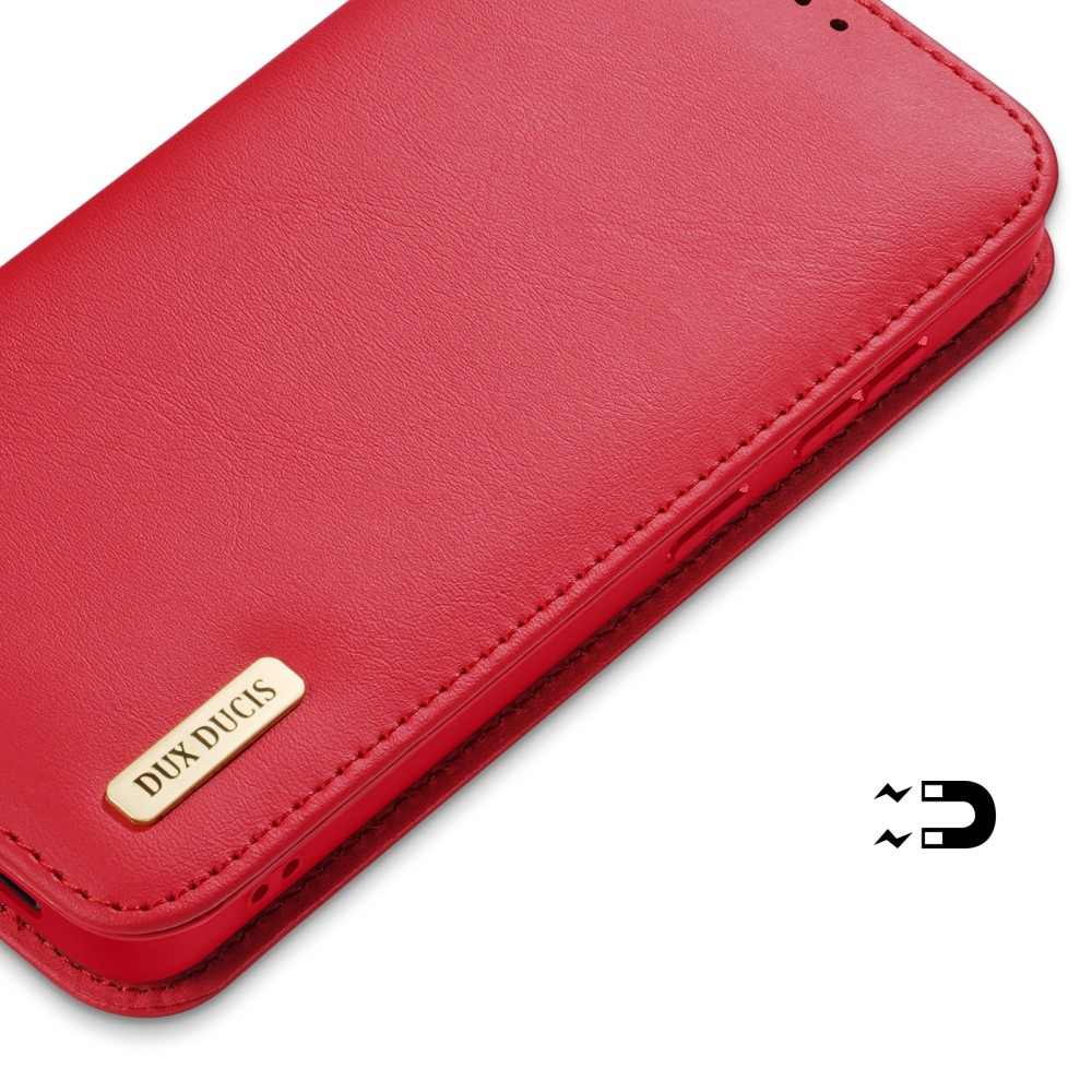 Samsung Galaxy S25 Flip Wallet Cover Echtleder Tasche (RFID Schutz) - Rot