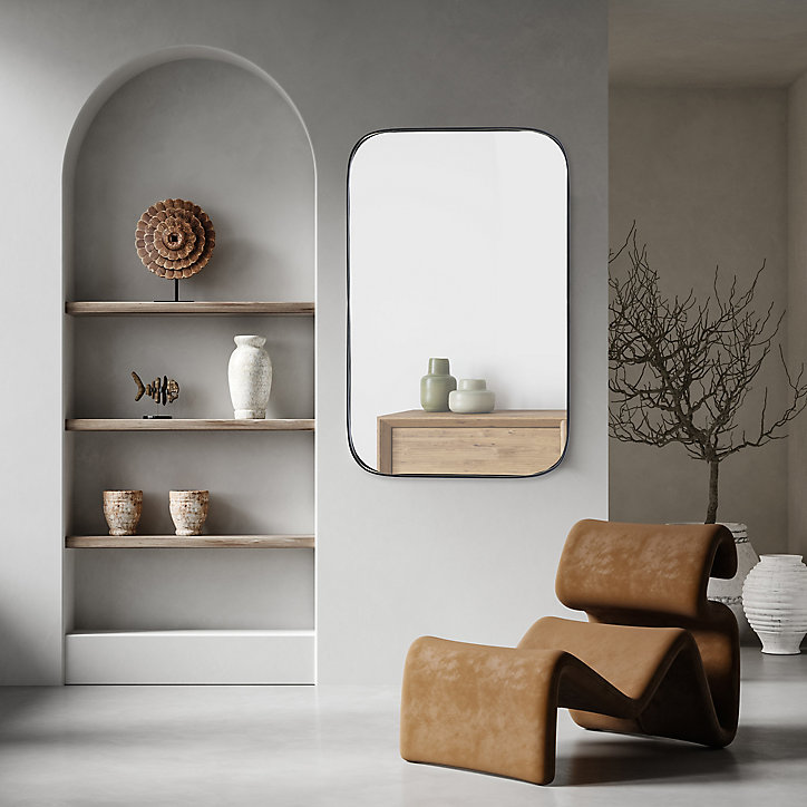 Miroir mural design noir P.4 x L. 100 x l. 70 cm