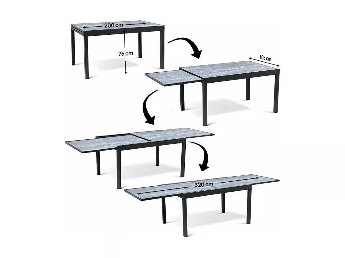 Salon de jardin repas extensible 