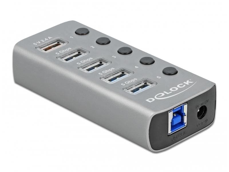 Delock USB-Hub 63262 USB 3.0 - 4x USB-A / 1x Ladeanschluss USB-Hub mit einzeln aktivierbaren Anschlüssen
