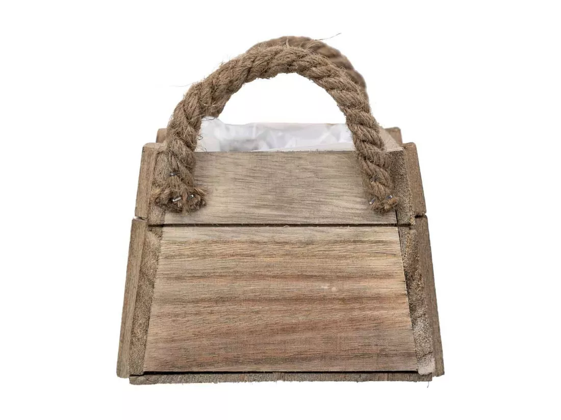 Panier en bois avec poignées marron 17x11x10,5h