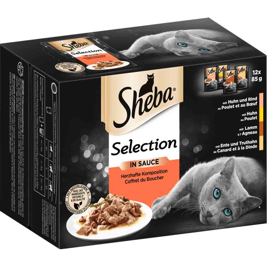 12x Sheba Selection in Sauce herzhafte Komposition á 85g=1020g MHD:20.10.26