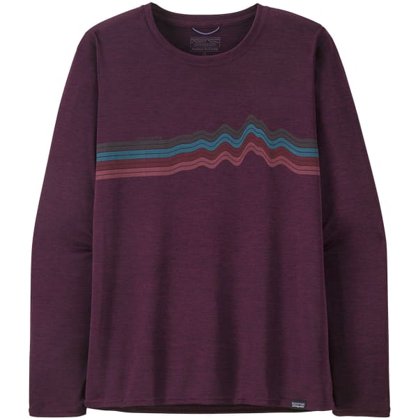 T-shirt randonnée PATAGONIA W'S L/S CAP COOL DAILY GRAPHIC SHIRT RIDGE RISE STRIPE/NIGHT PLUM X-DYE