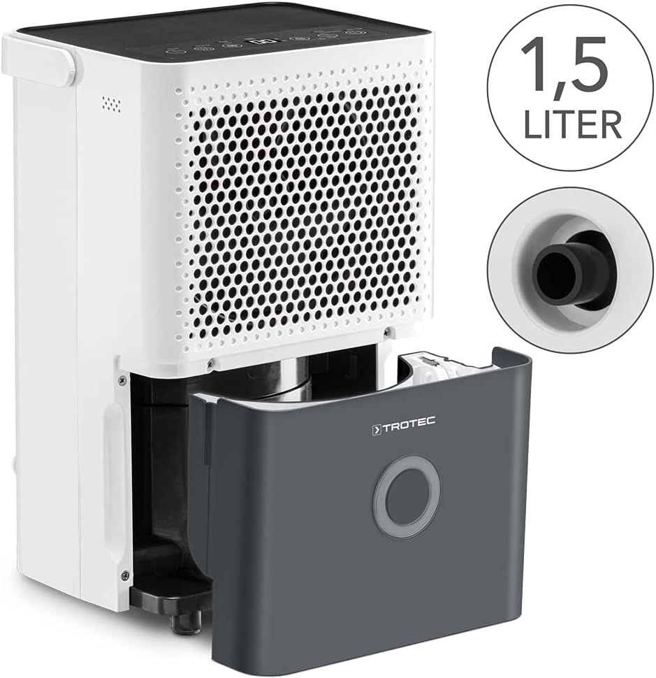 TROTEC Luftentfeuchter elektrisch TTK 33 E – Leistung 14 L/Tag – Fläche 15 m² / 37 m³ – Raum Entfeuchter – für Wohnung und Schlafzimmer
