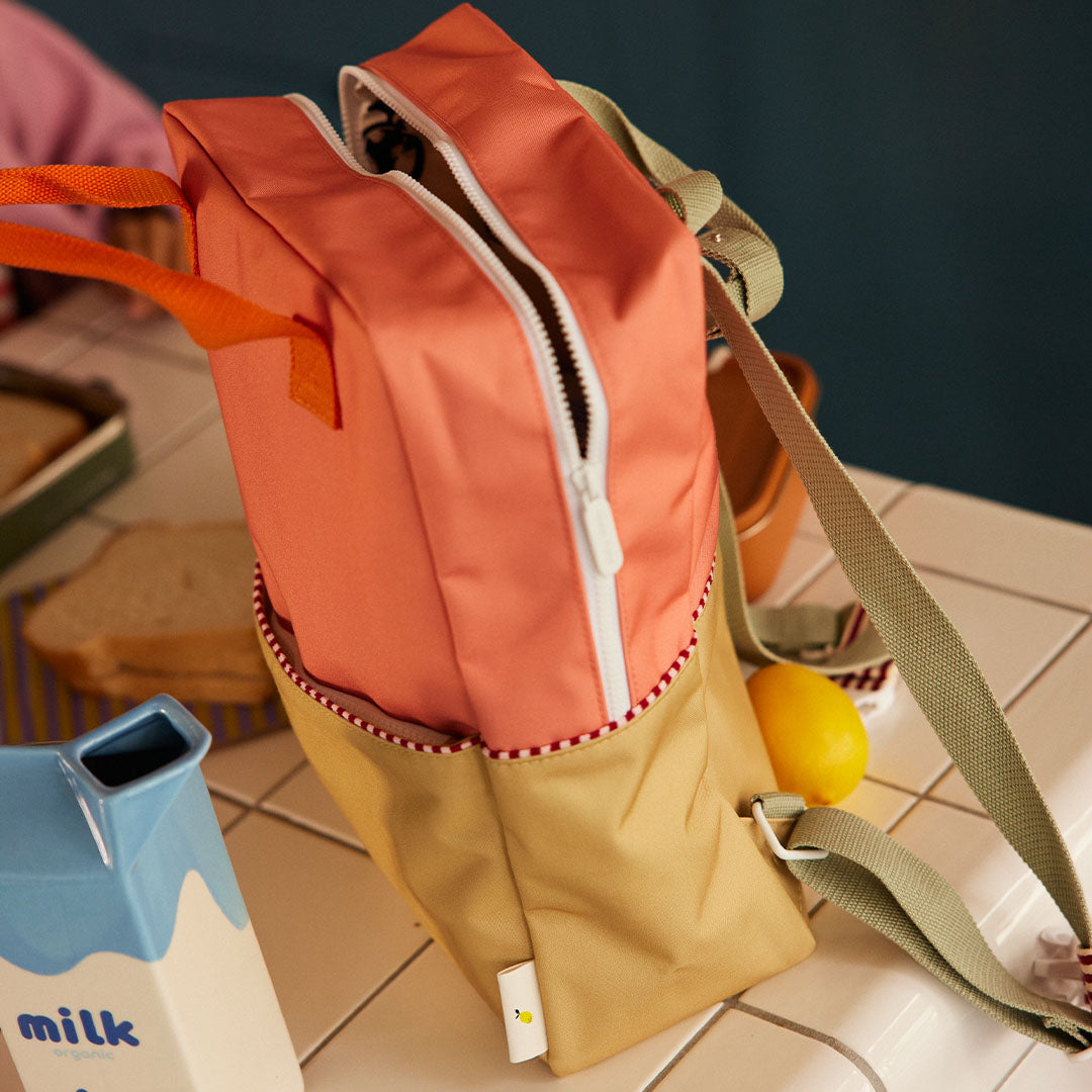 sticky lemon rugzak colourblocking - coral pink - reed green - 38 cm