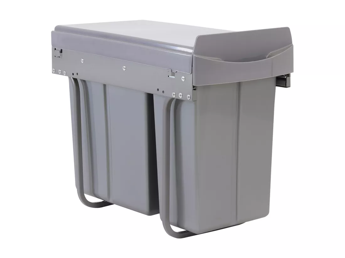 SVITA EMCombo30 Poubelle encastrable 30L (10L+20L) 2 compartiments avec couvercle système de séparation des déchets 2 voies