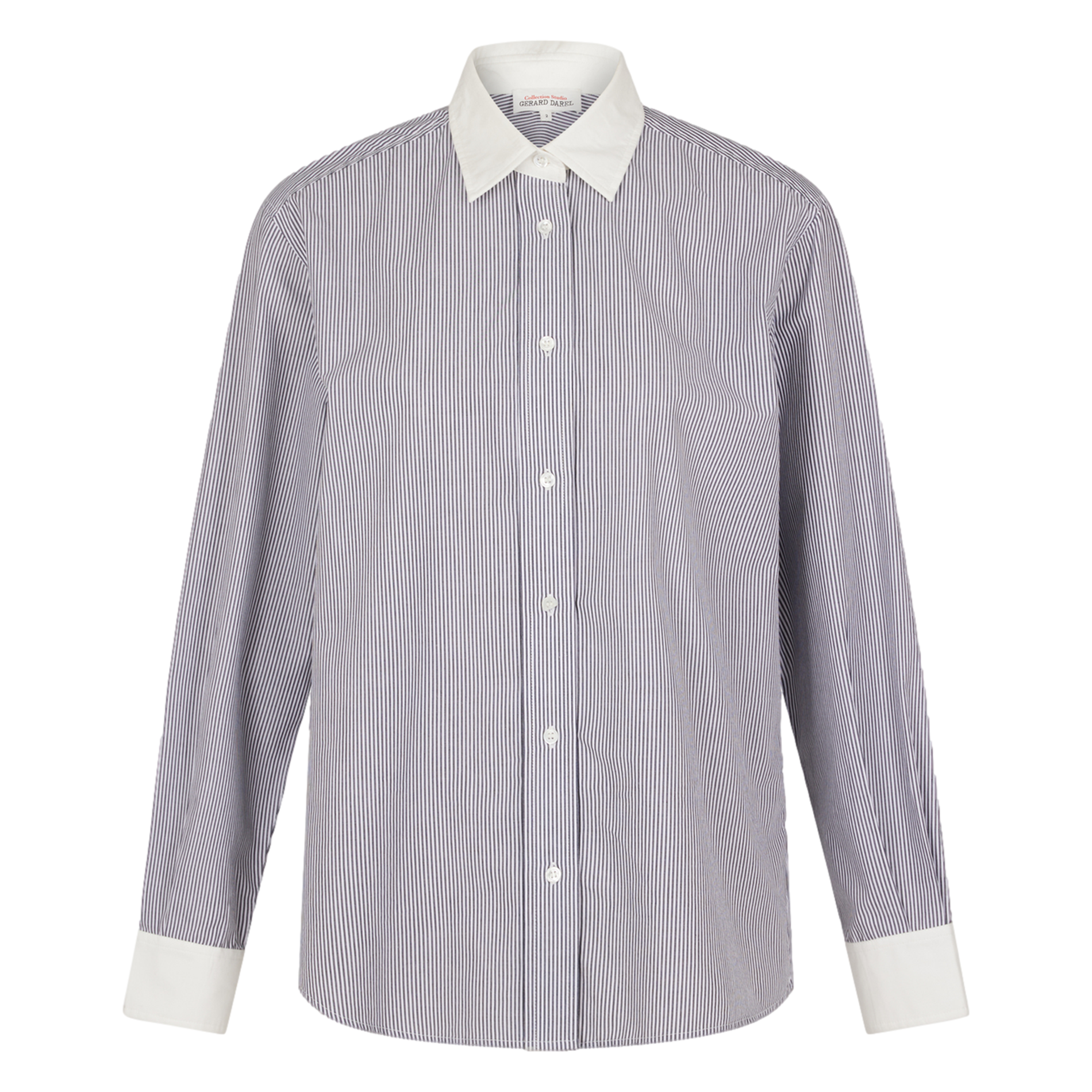 CLYDE - Chemise col classique rayée en coton | Gris
