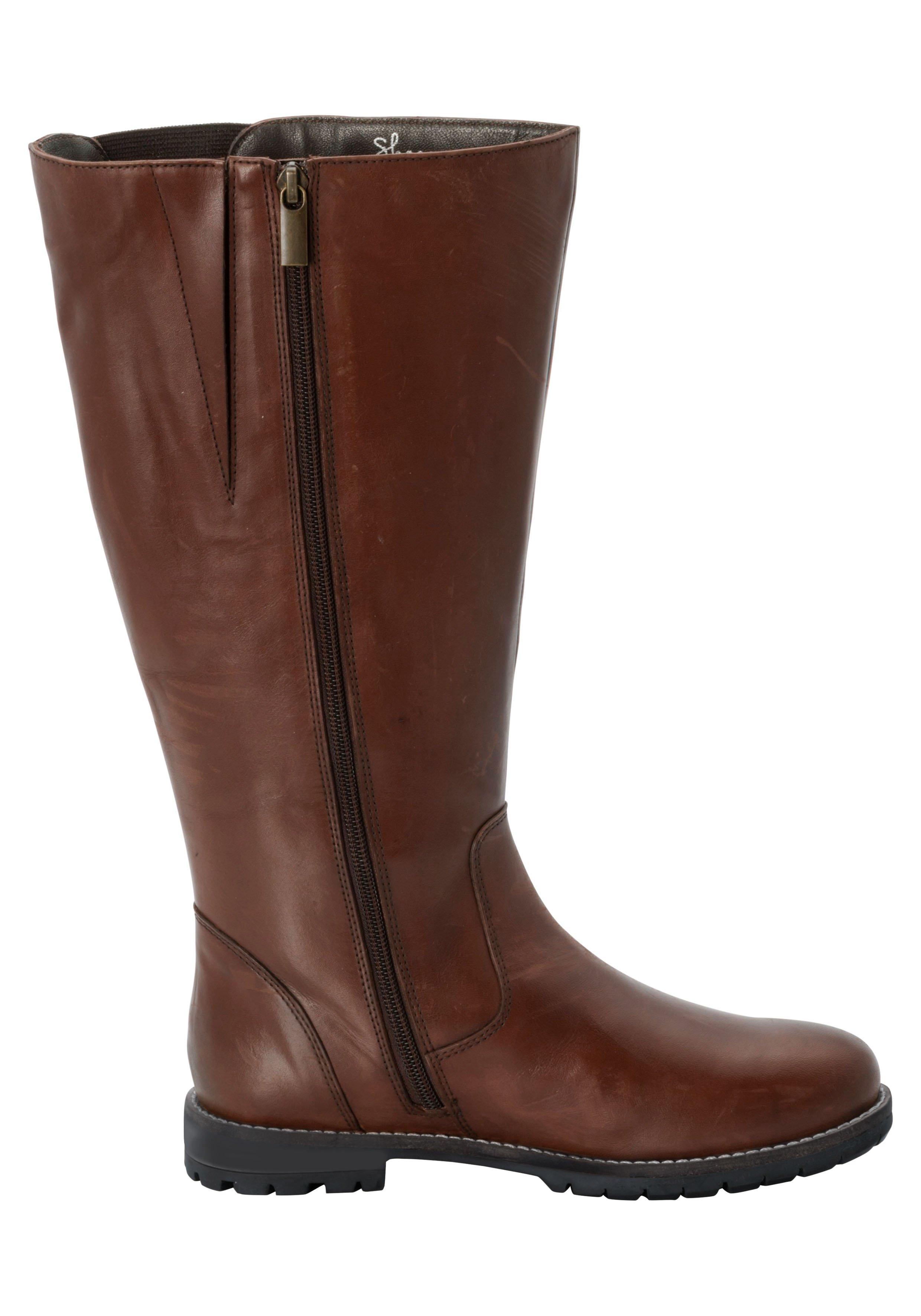Weitschaftstiefel aus Leder mit Zierreißverschluss