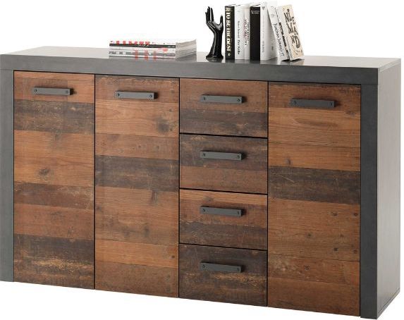 Commode - Tarma - Antraciet - Spaanplaat - 3 Deuren - 4 Lades