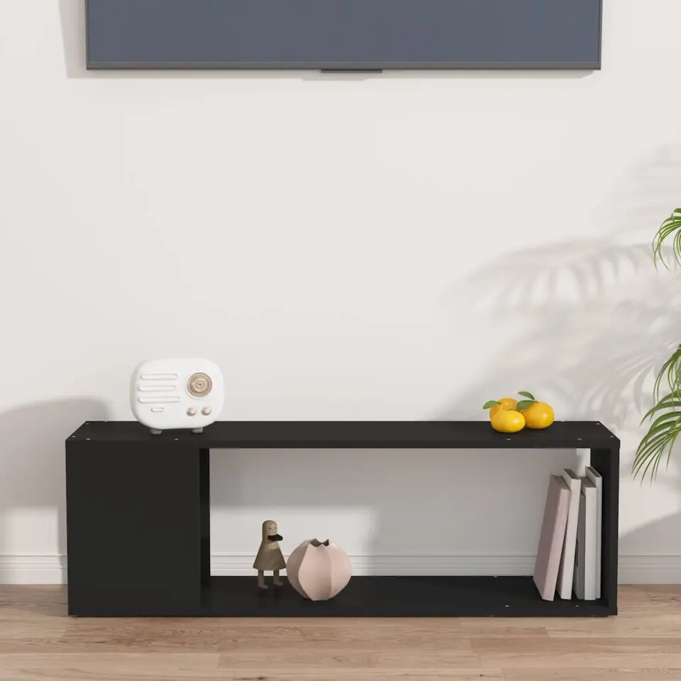 vidaXL - Tv-meubel - Zwart - Bewerkt hout - 100 x 24 x 32 cm