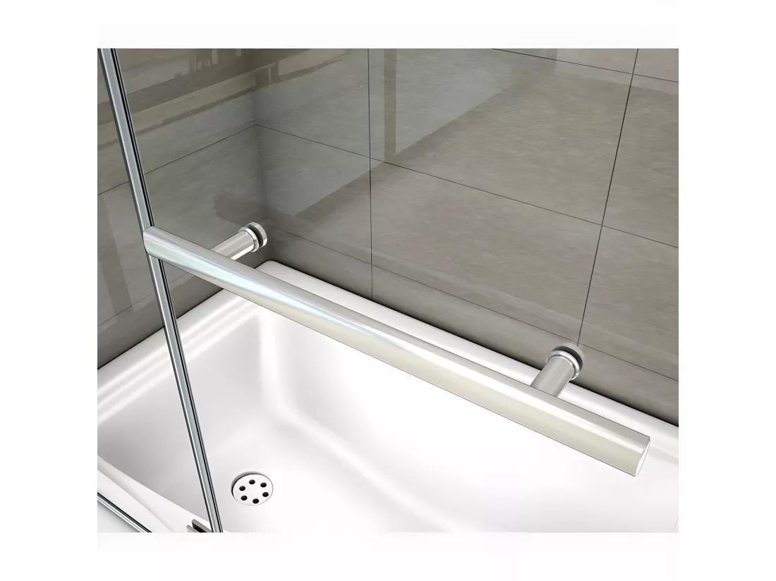 Pare-baignoire 100x140cm pivotant 180° , paroi de baignoire en 6mm verre anticalcaire, avec une poignée en Inox