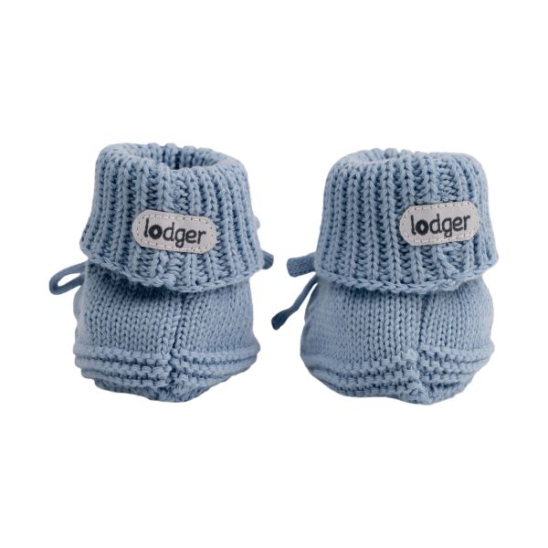 Lodger Gebreide Slofjes Met Kabel - Maat 0-6 Mnd - Blue Fogg