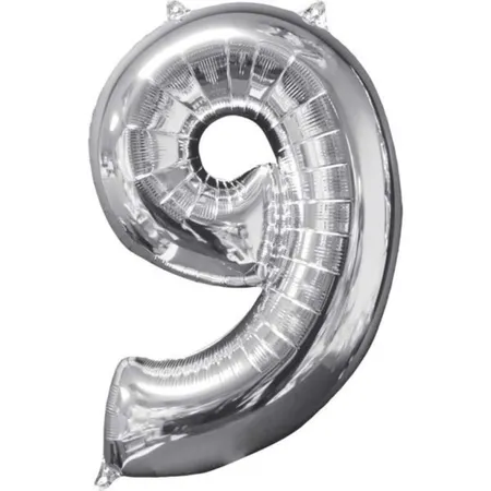 amscan Folienballon Zahl 9 silber