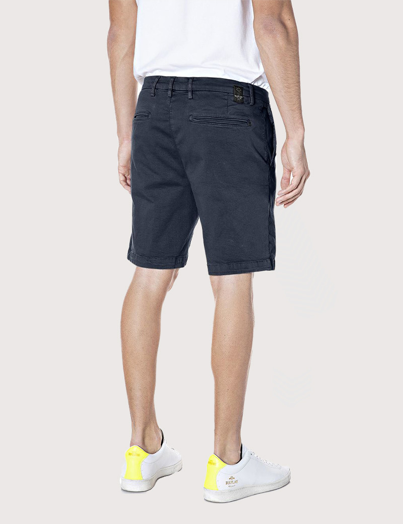 REPLAY SHORT CHINO HOMME BENNI REGULAR BLEU 010