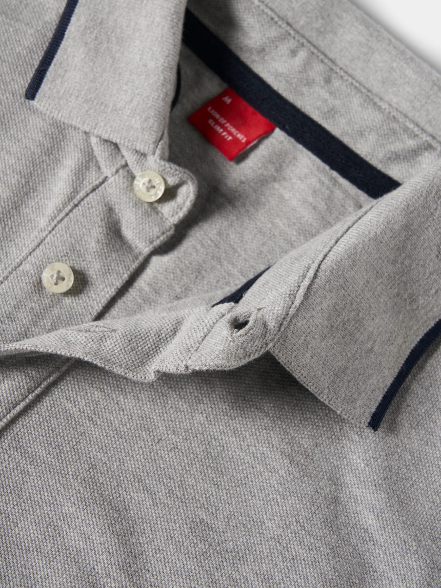 Polo piqué slim fit manga comprida