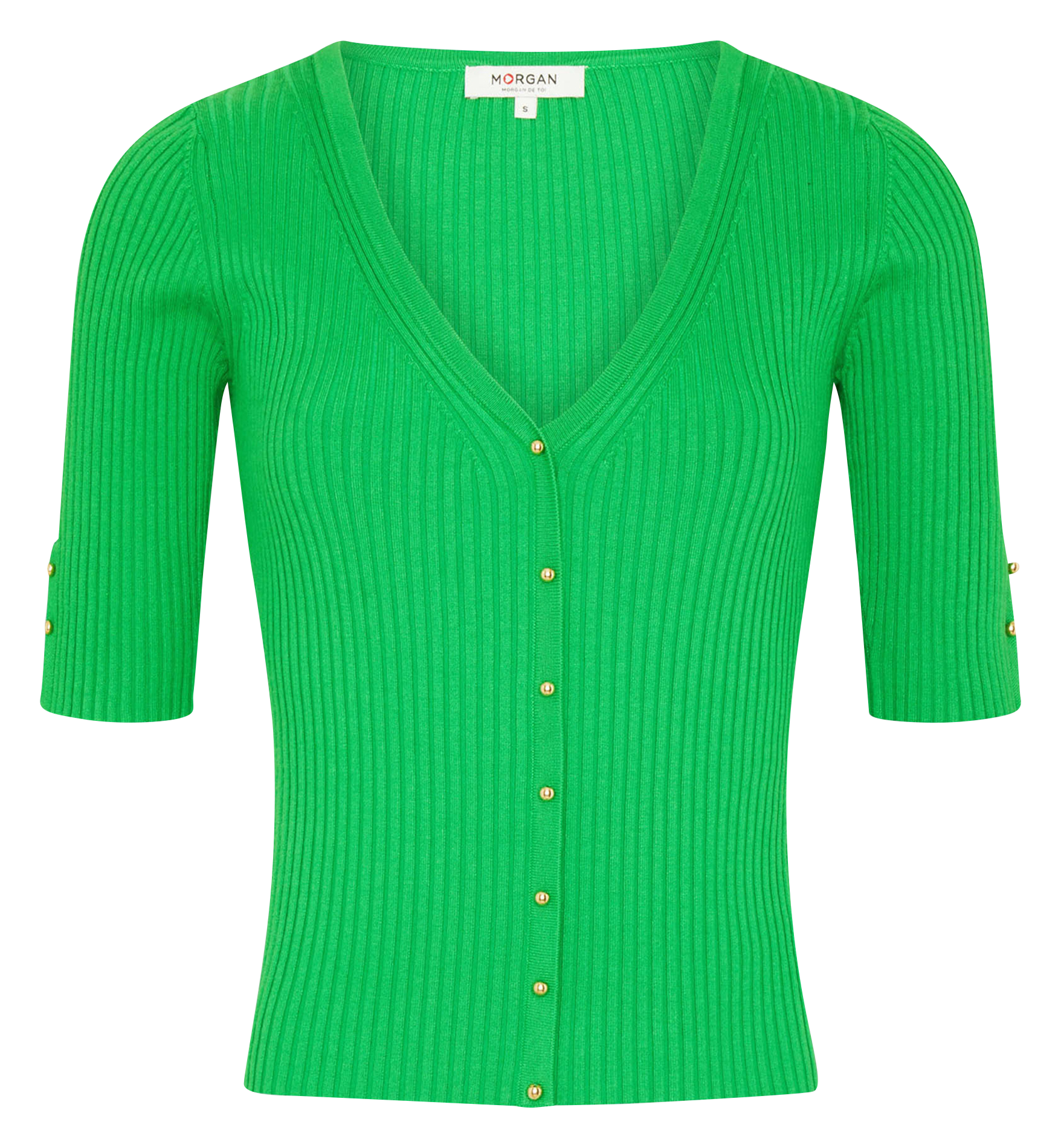 MPOIS - Pull col V manches courtes | Vert
