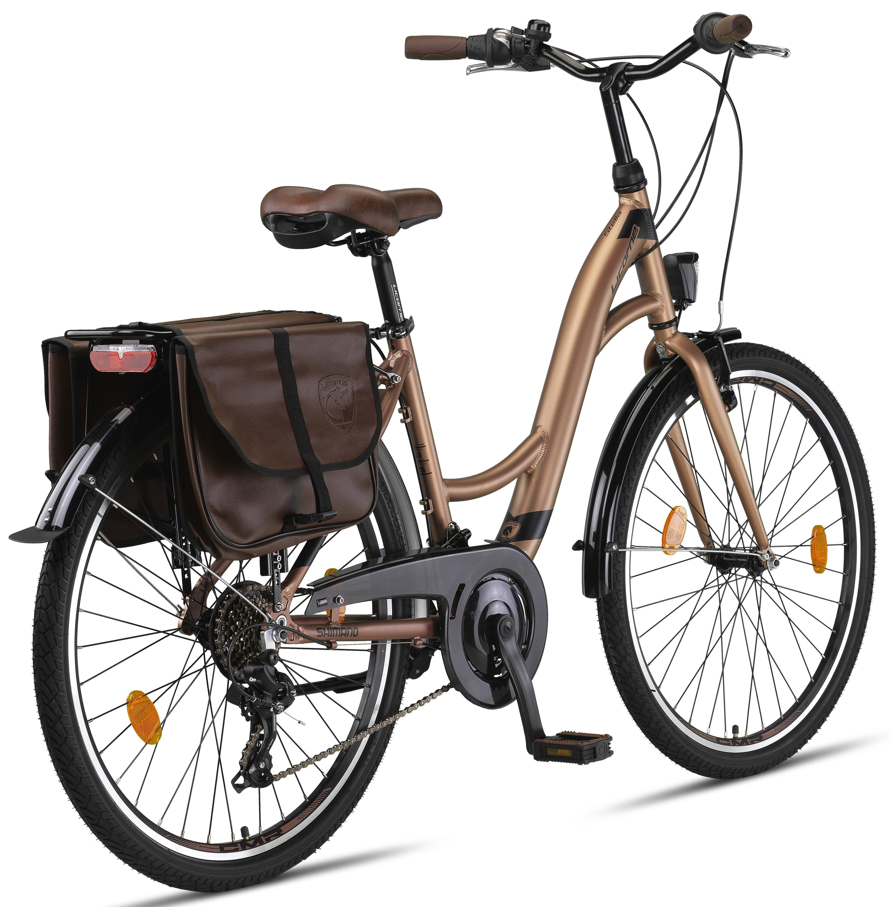Licorne Bike Stella Plus Premium City Bike in Zoll Aluminium Fahrrad für Mädchen, Jungen, Herren und Damen - 21 Gang-Schaltung - Hollandfahrrad