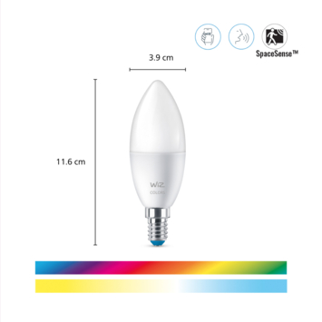 WiZ Connected LED kaars E14 40W mat kleur licht dimbaar
