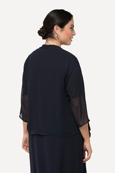Chiffonjacke, Oversized, Schalkragen, 3/4-Arm