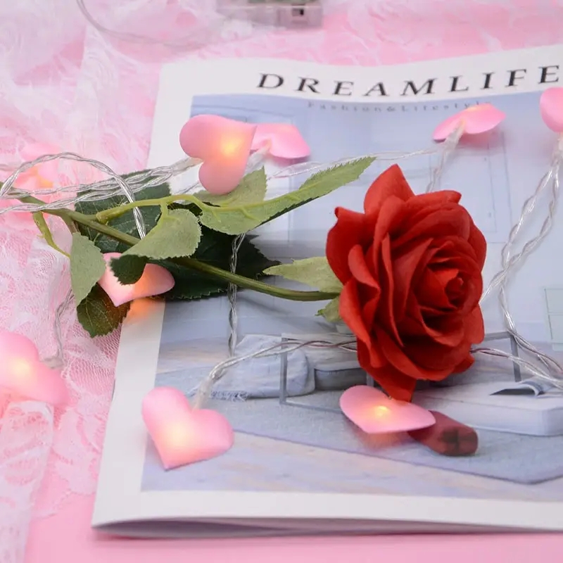 (3m) 20 LED's Romantische Party Deko Lichterkette Herz Beleuchtung für Hochzeit / Valentinstag / Muttertag (Batteriebetrieben) - Rosa
