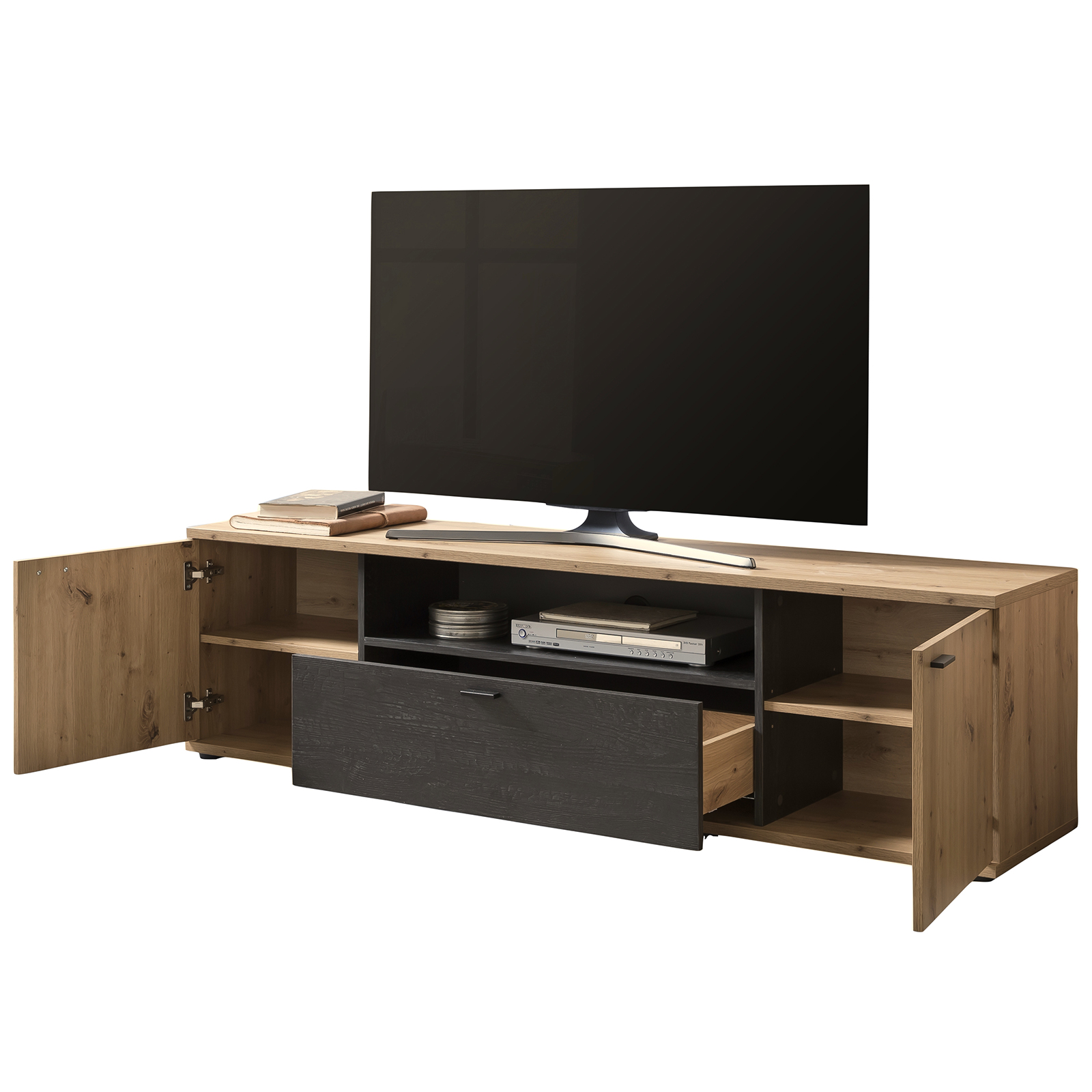 TV-Lowboard - Artisan Eiche-Burned Wood - 180 cm breit