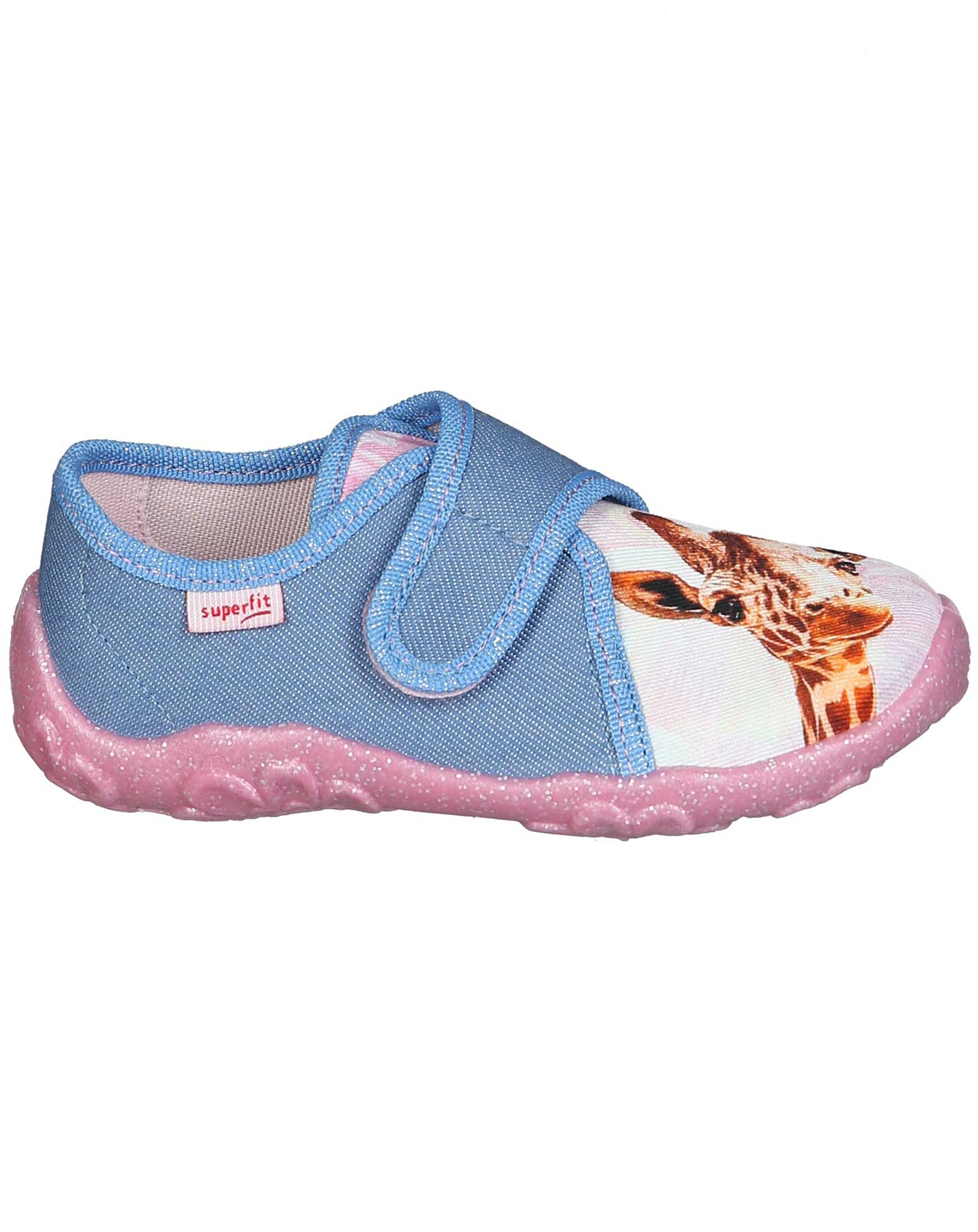 Klett-Hausschuhe GIRAFFE in hellblau/pink