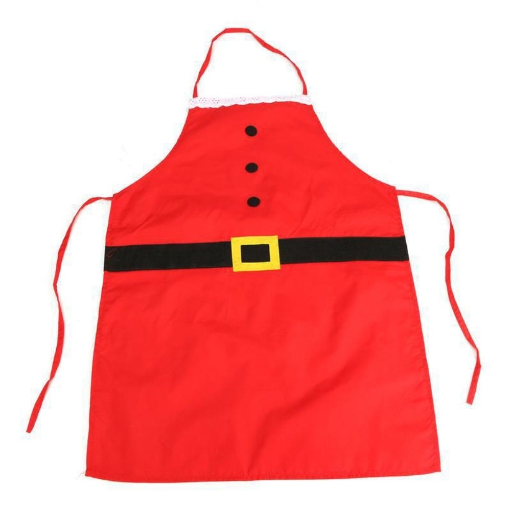 (74x49cm) Weihnachts Küchenschürze Lätzchen Kostüm im Weihnachtsmann Design - Rot