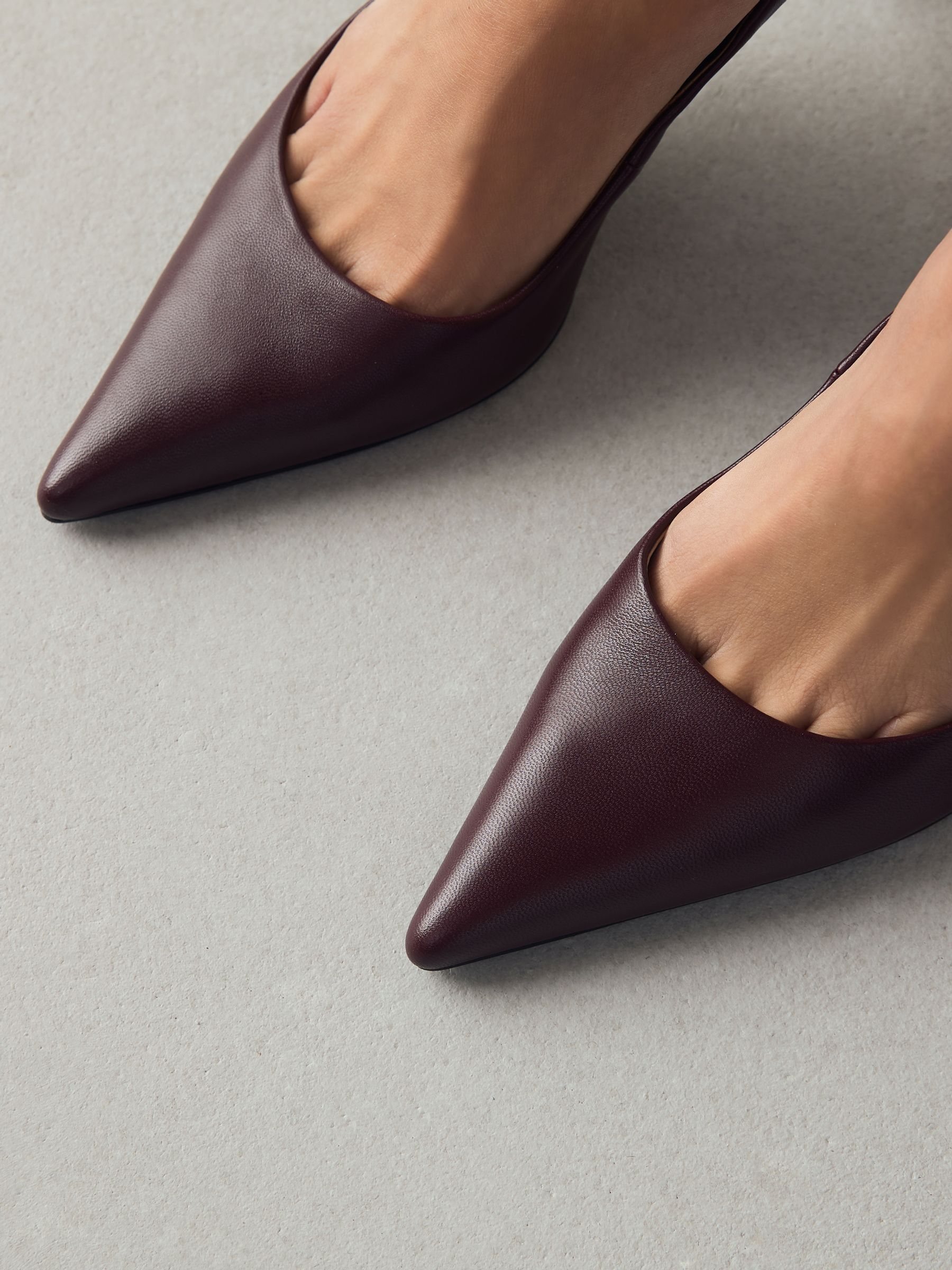 Bordeauxrood - Leren mid-court pumps