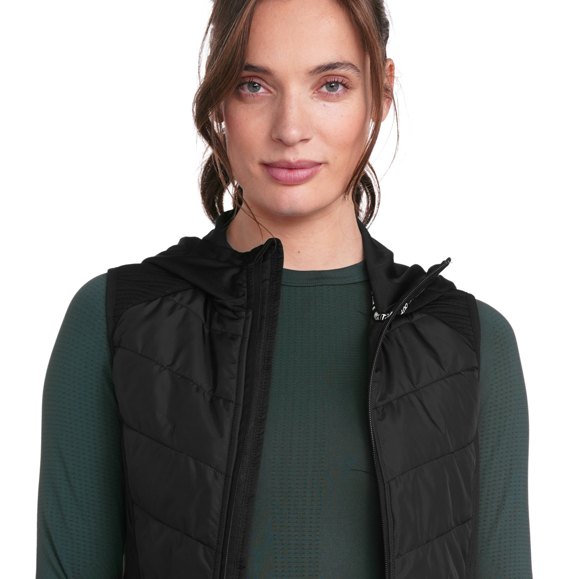 Gina Sports Damen Sport-Weste mit Kapuze schwarz