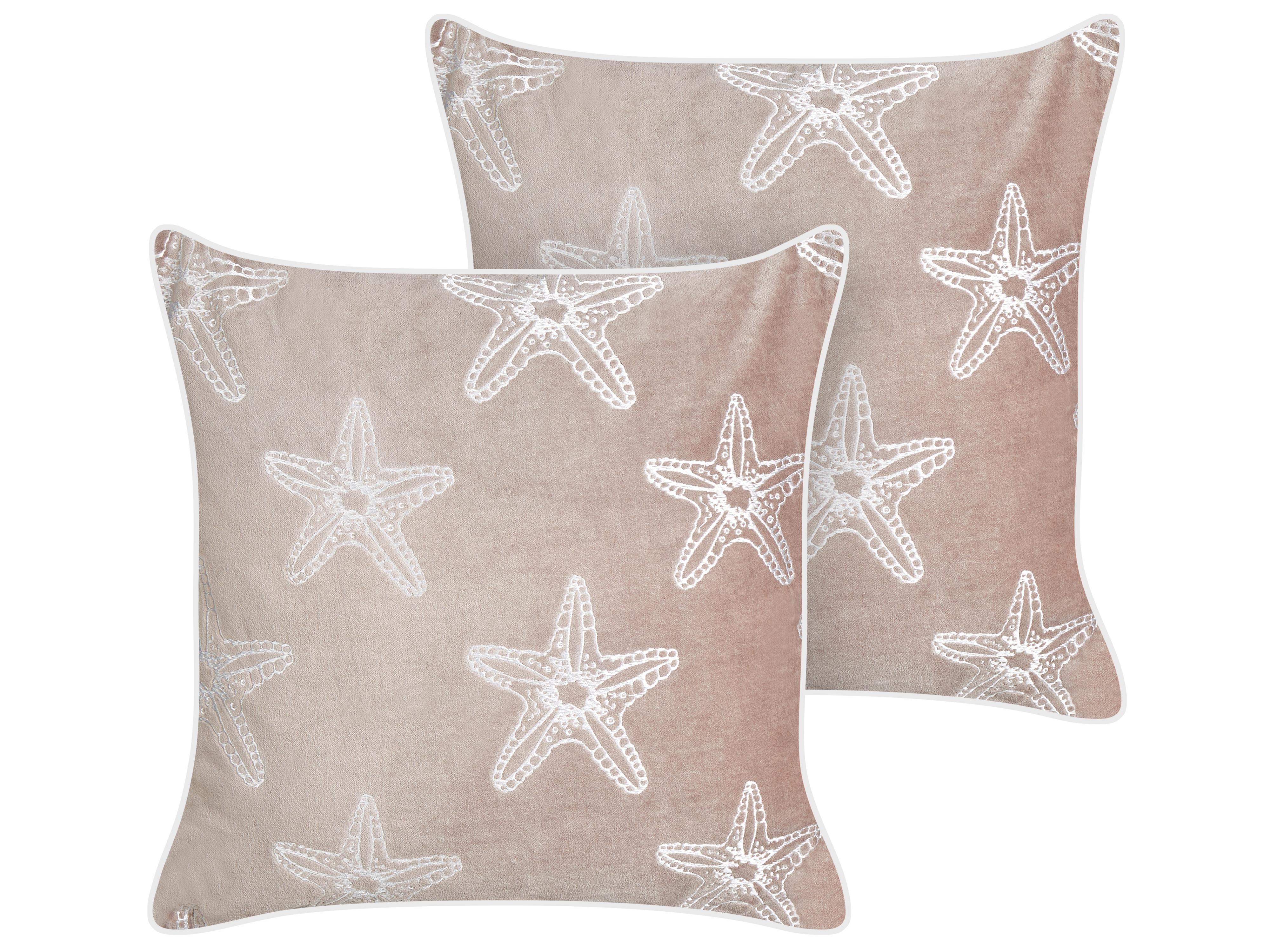 Set van 2 sierkussens CERAMIUM Fluweel 45 x 45 cm Pastelroze bloempatroon