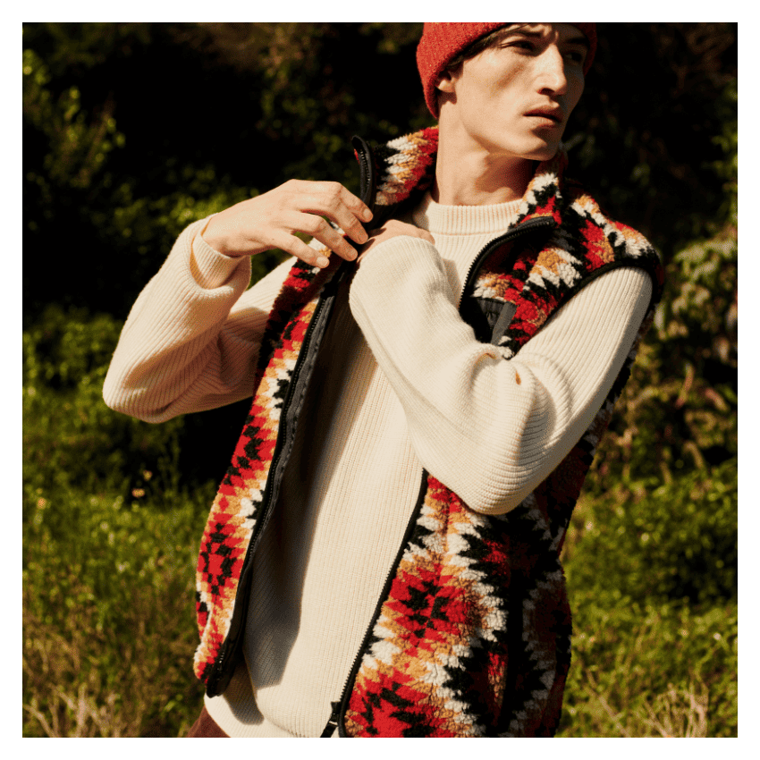 PARSONSWAY VEST RED BLACK WHITE-Gilet chaud à motifs unisexe